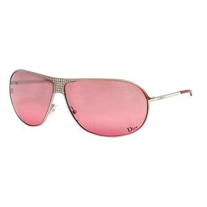 Vintage Y2K Dior 1 Sunglasses YB7SN Rose Silver Crystal Aviator